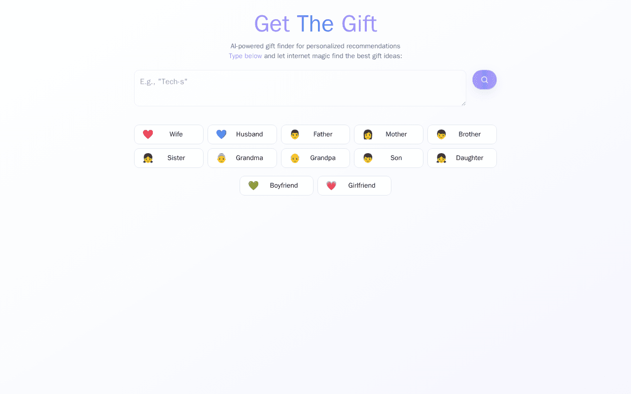 Screenshot of getthegift.ai