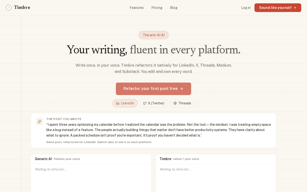 Screenshot of gettimbre.ai