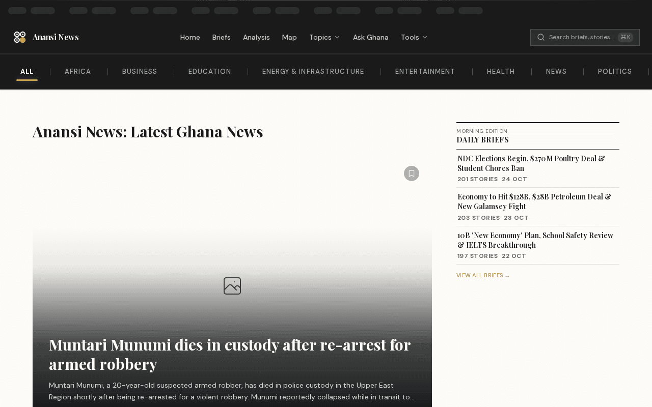Screenshot of ghananews.ai