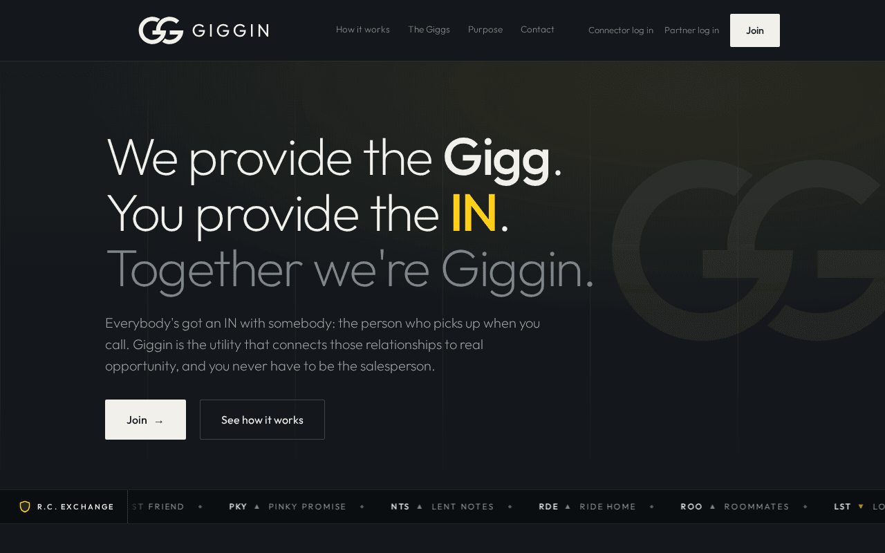 Screenshot of giggin.ai