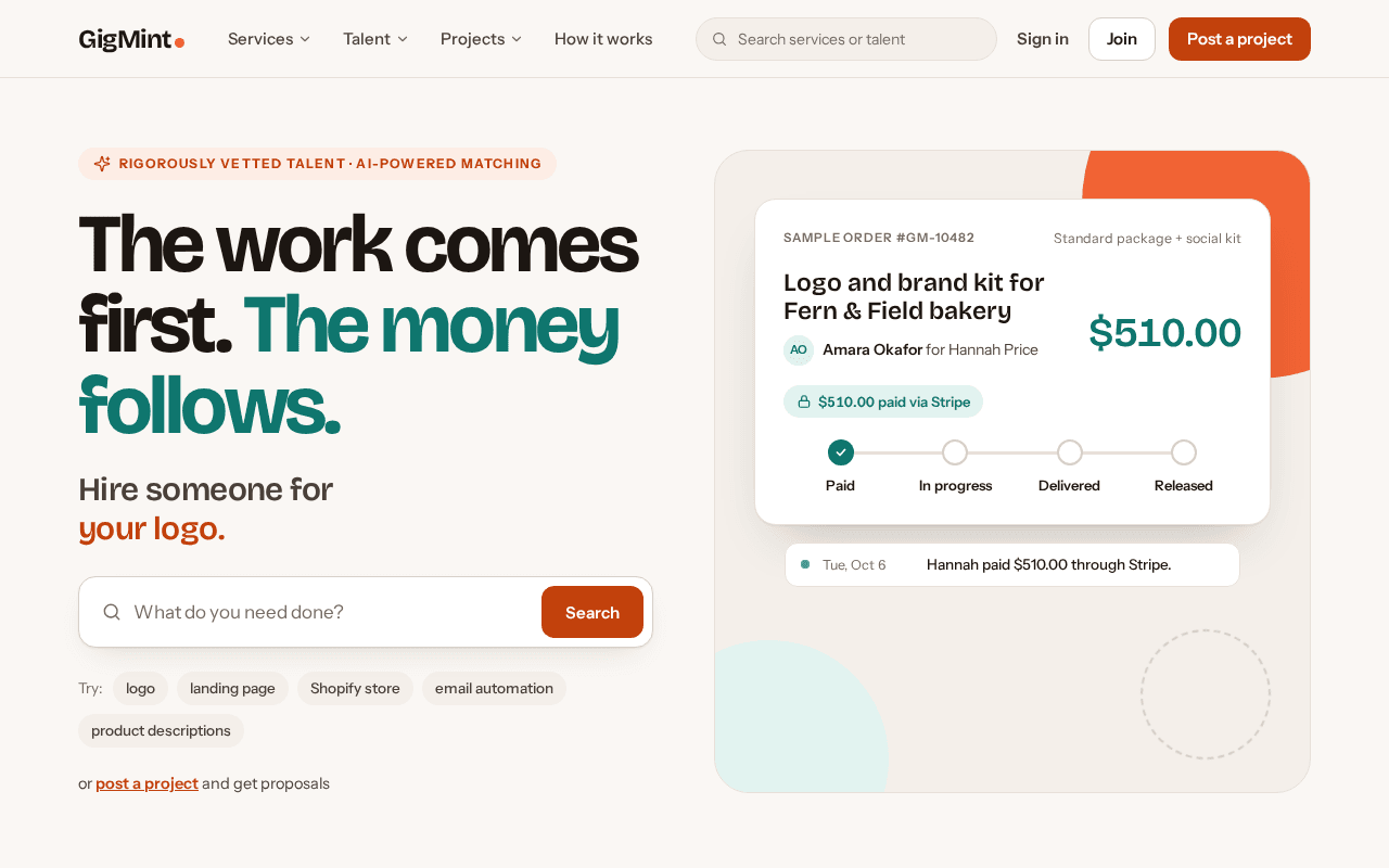 Screenshot of gigmint.ai