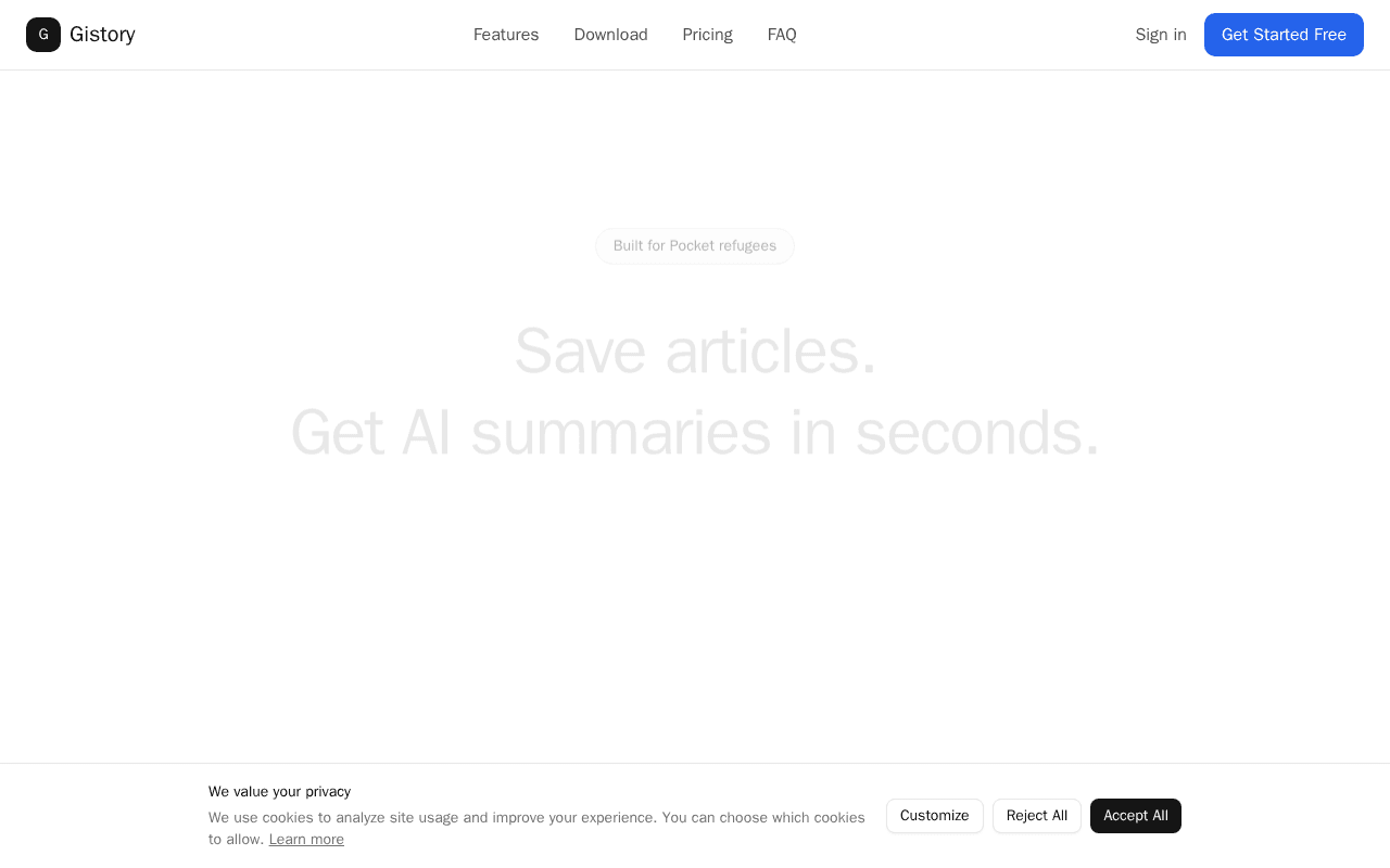 Screenshot of gistory.ai
