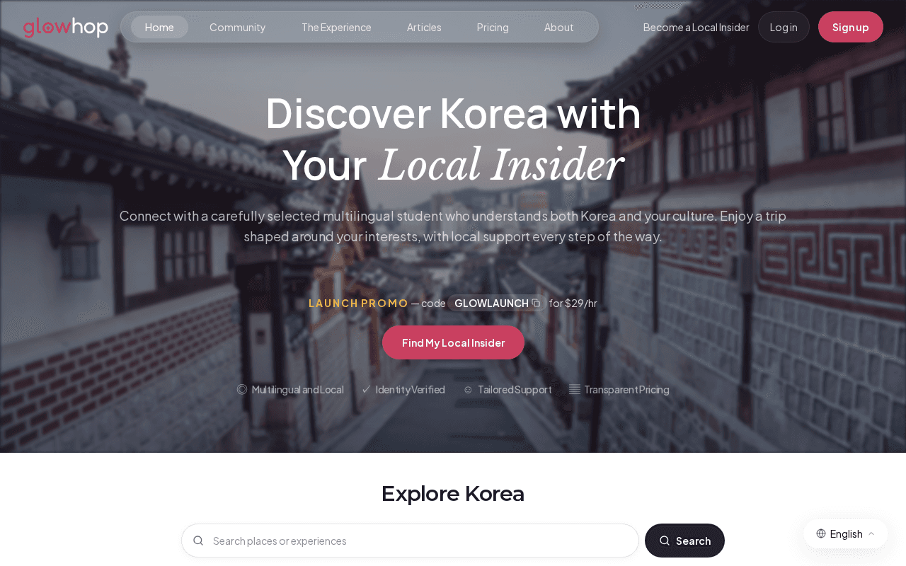 Screenshot of glowhop.ai