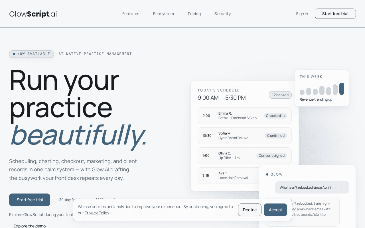 Screenshot of glowscript.ai