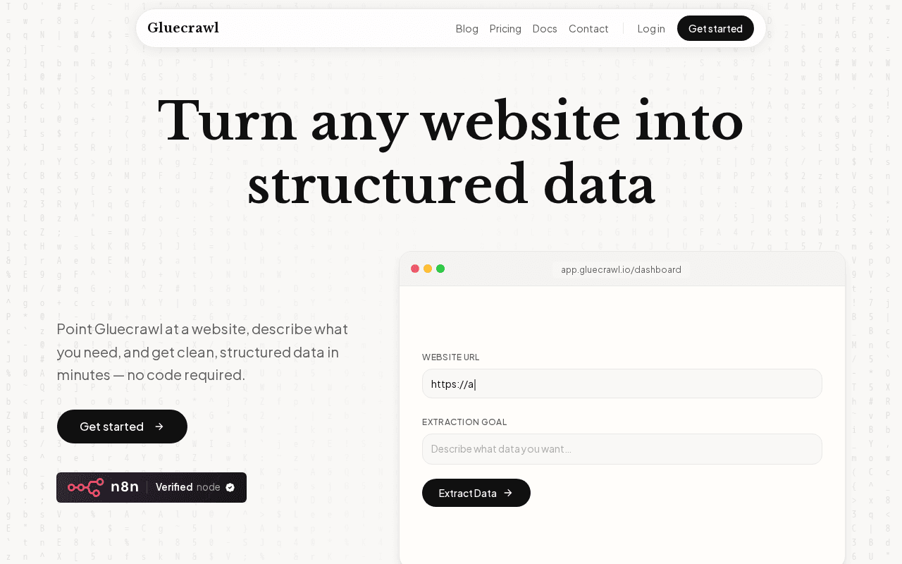 Screenshot of gluecrawl.ai