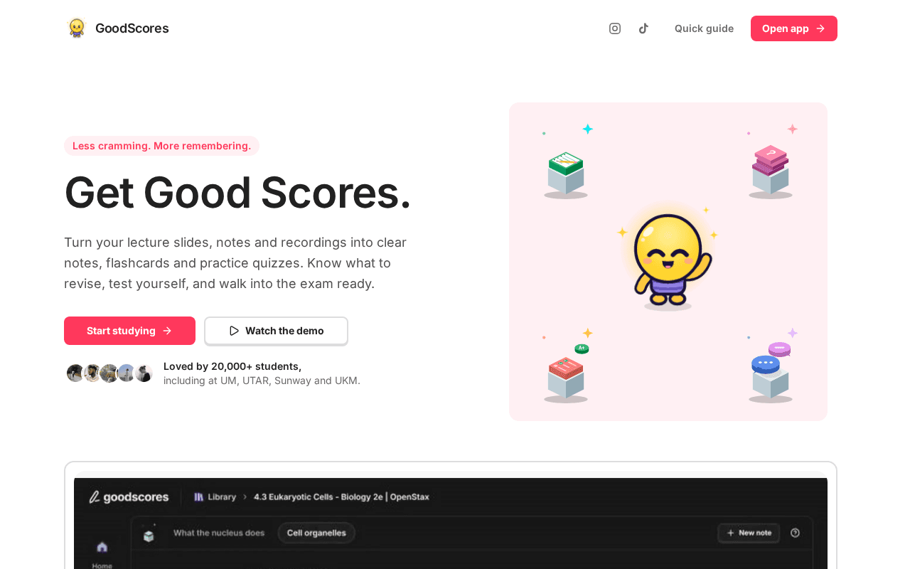 Screenshot of goodscores.ai