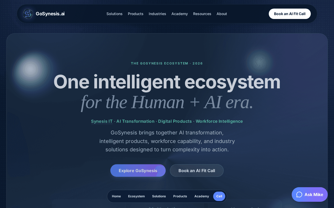 Screenshot of gosynesis.ai
