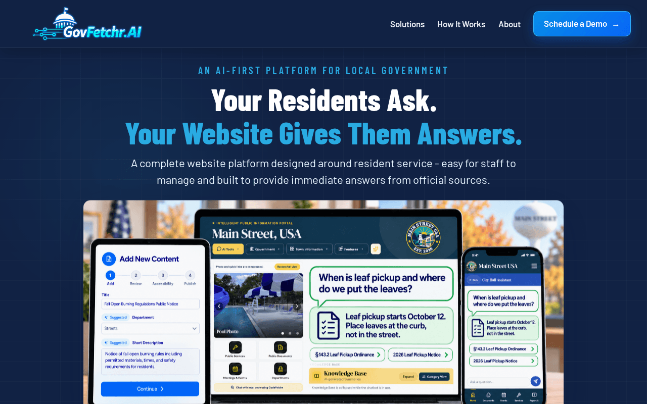 Screenshot of govfetchr.ai