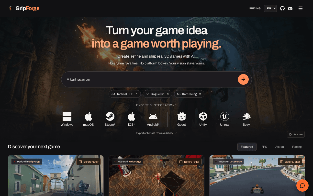 Screenshot of gripforge.ai