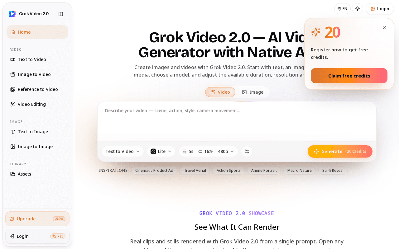 Screenshot of grokvideo2.ai