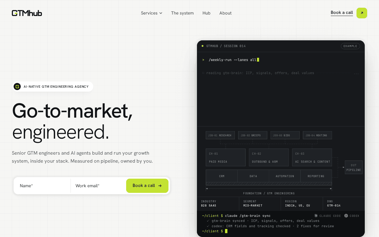 Screenshot of gtmhub.ai