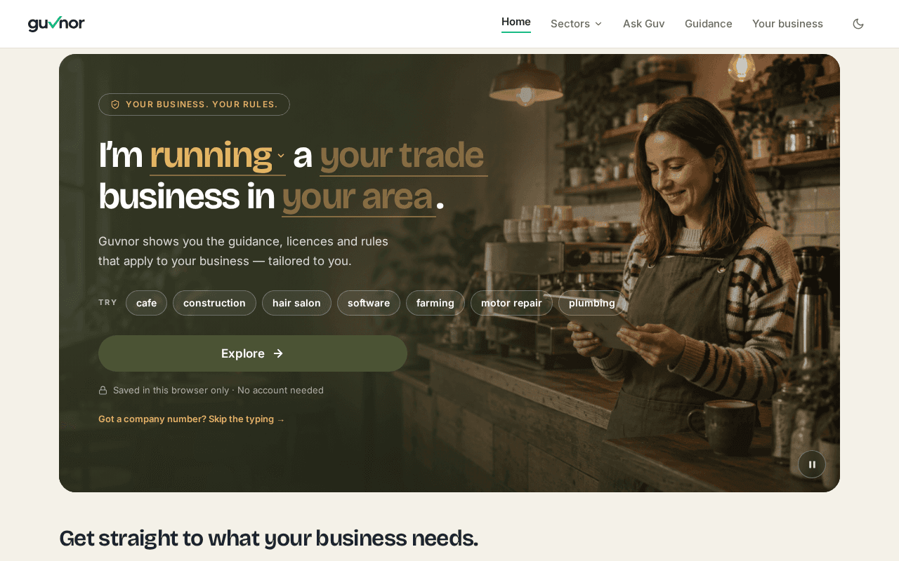 Screenshot of guvnor.ai