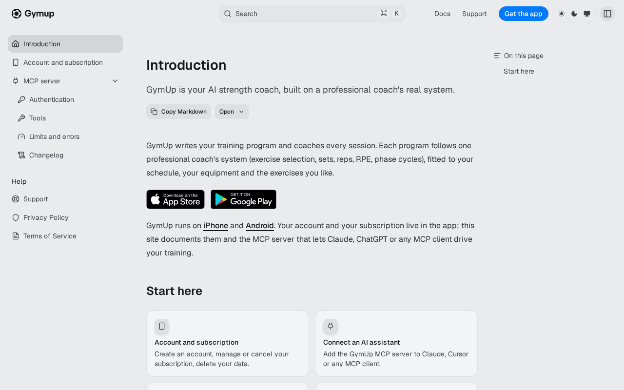 Screenshot of gymup.ai