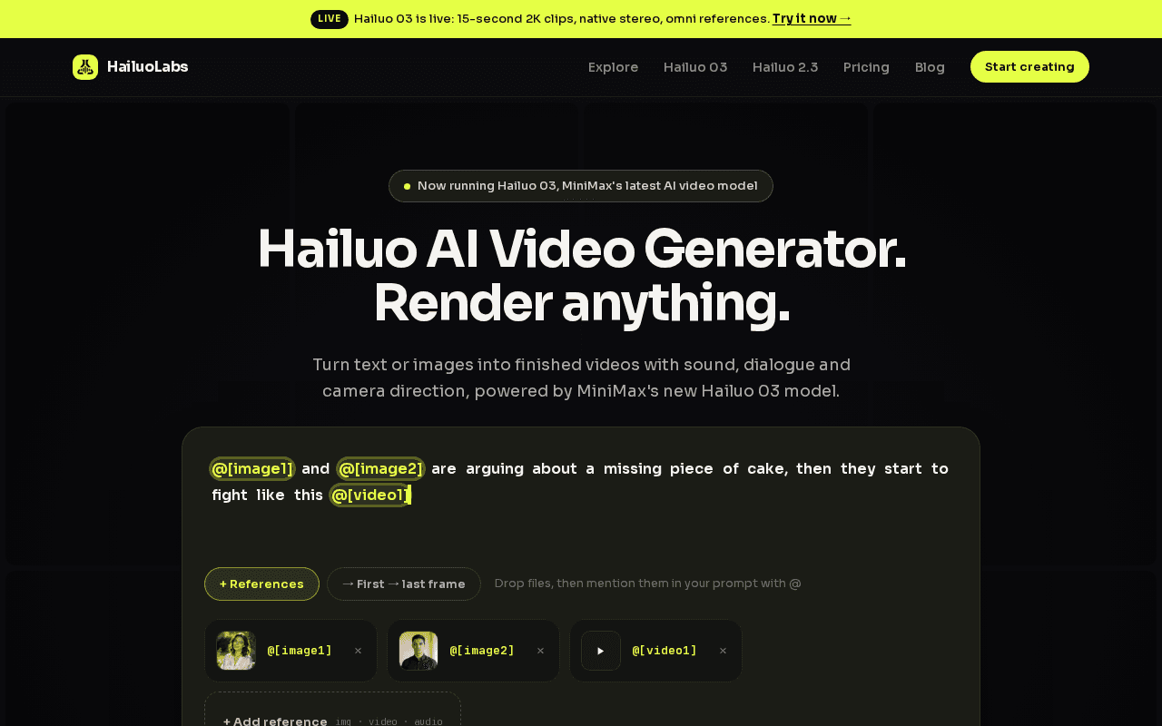 Screenshot of hailuolabs.ai