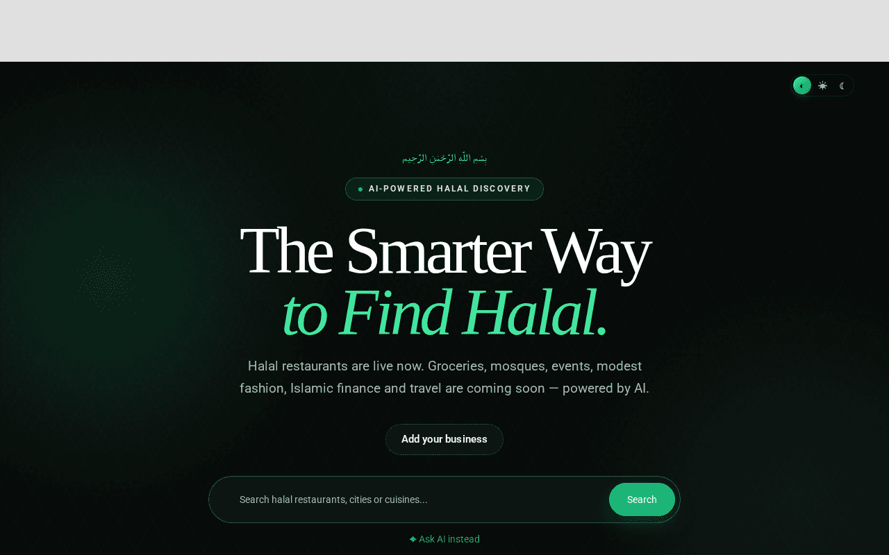 Screenshot of halalbook.ai