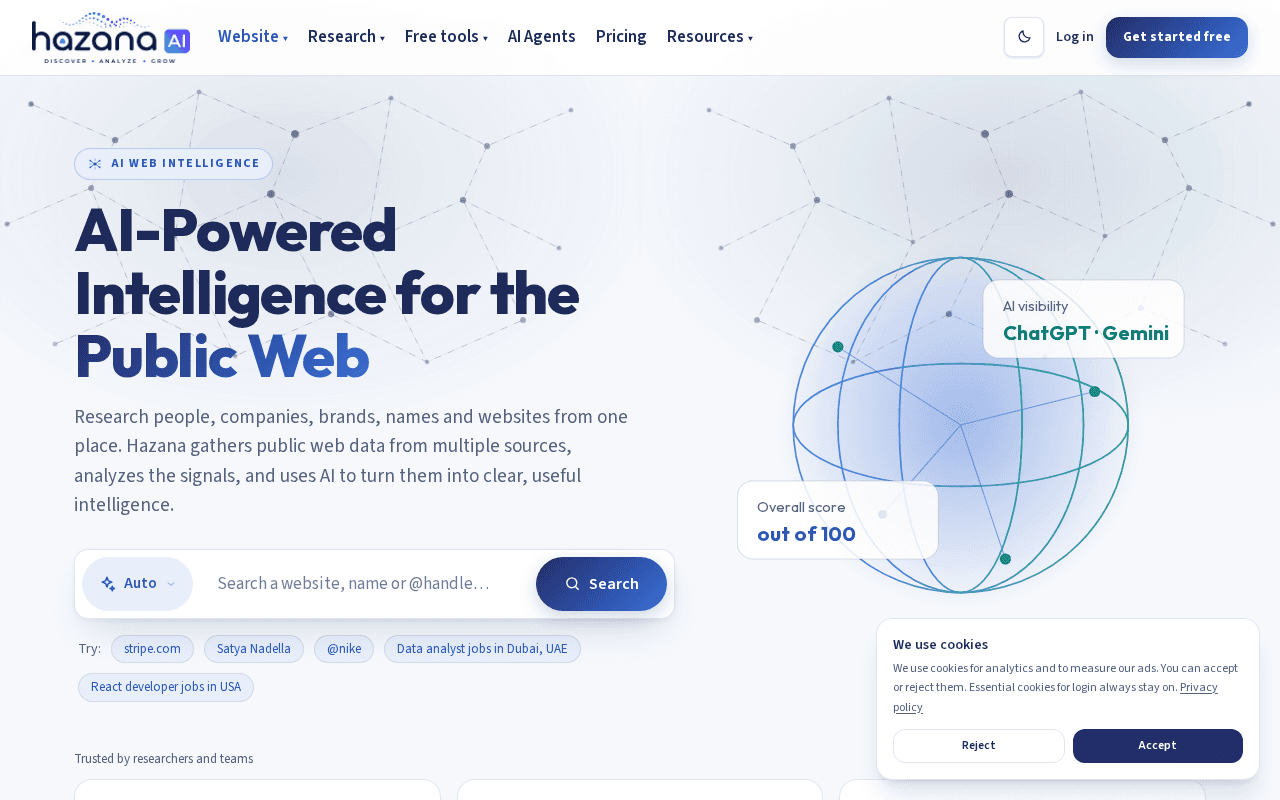 Screenshot of hazana.ai
