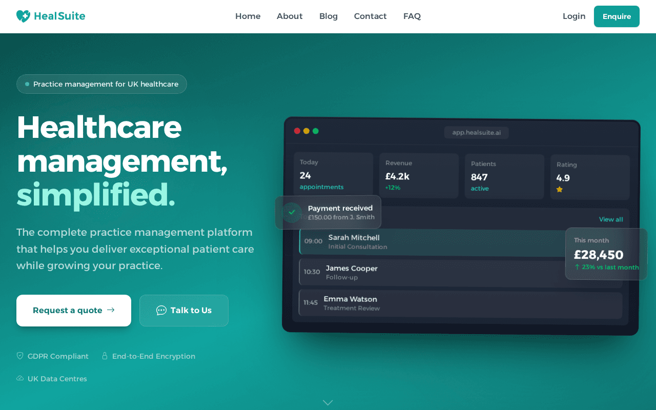 Screenshot of healsuite.ai
