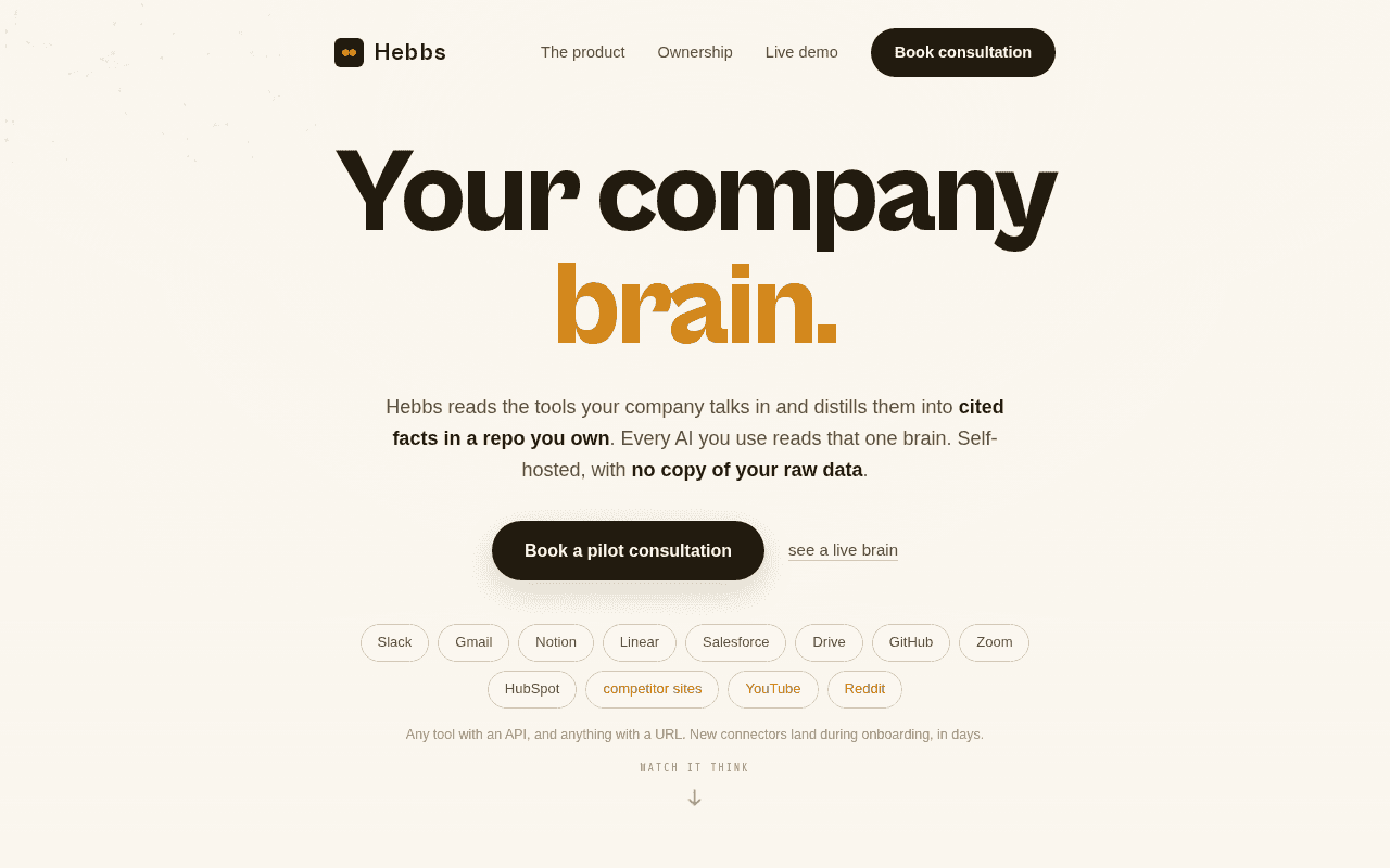 Screenshot of hebbs.ai