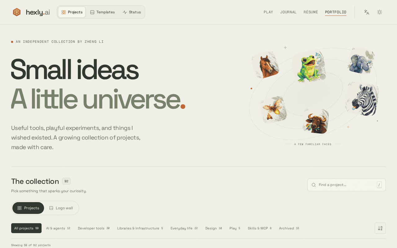 Screenshot of hexly.ai