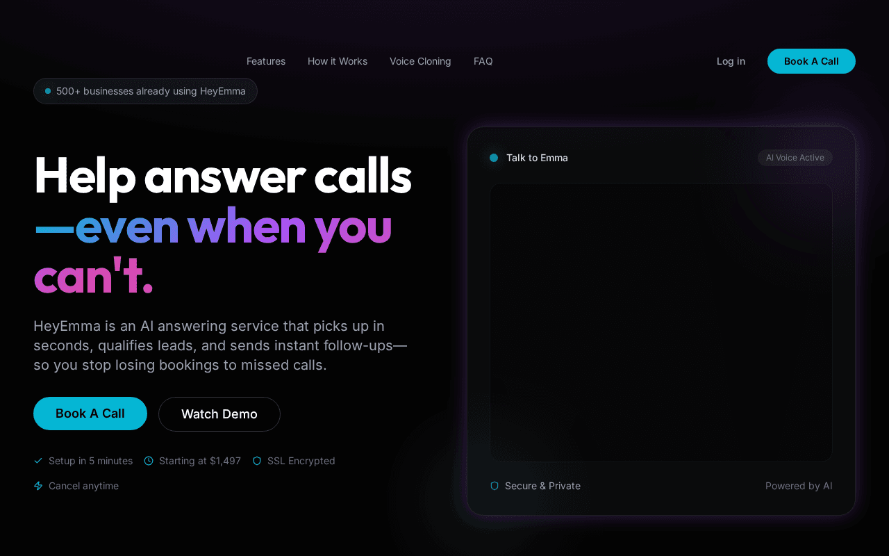 Screenshot of heyemma.ai