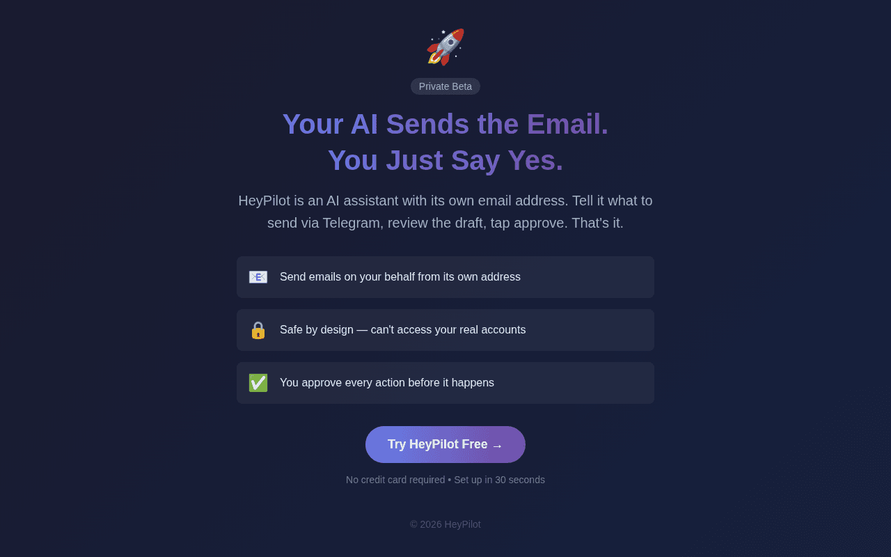 Screenshot of heypilot.ai