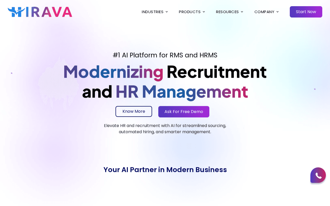 Screenshot of hirava.ai