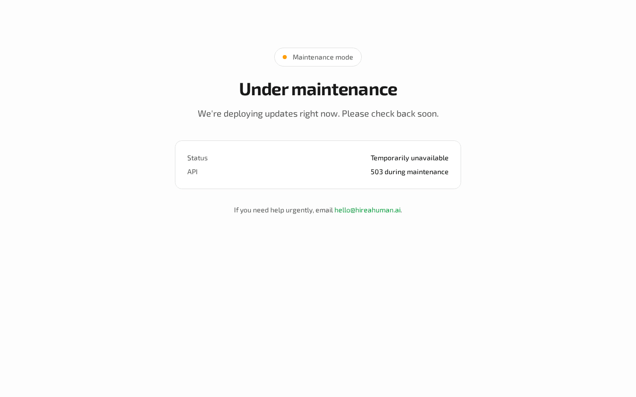 Screenshot of hireahuman.ai