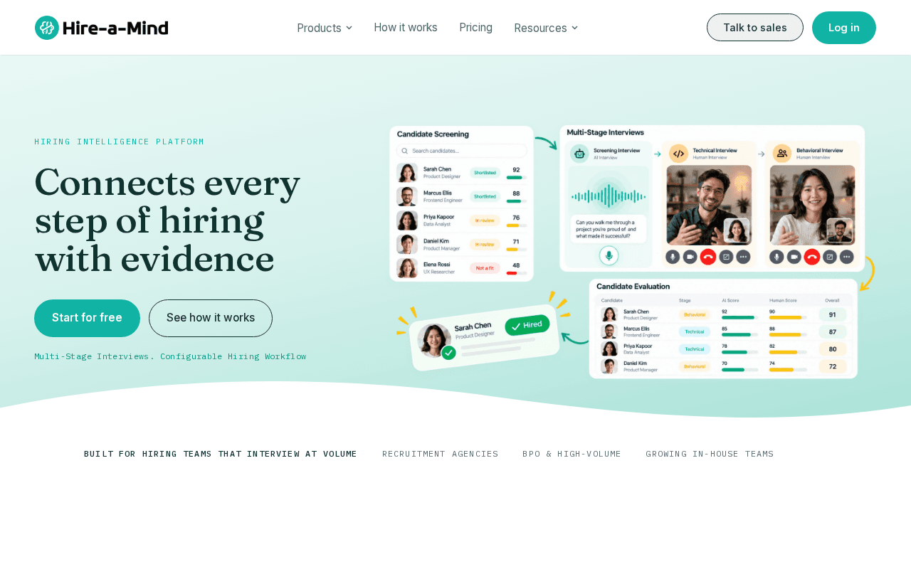 Screenshot of hireamind.ai