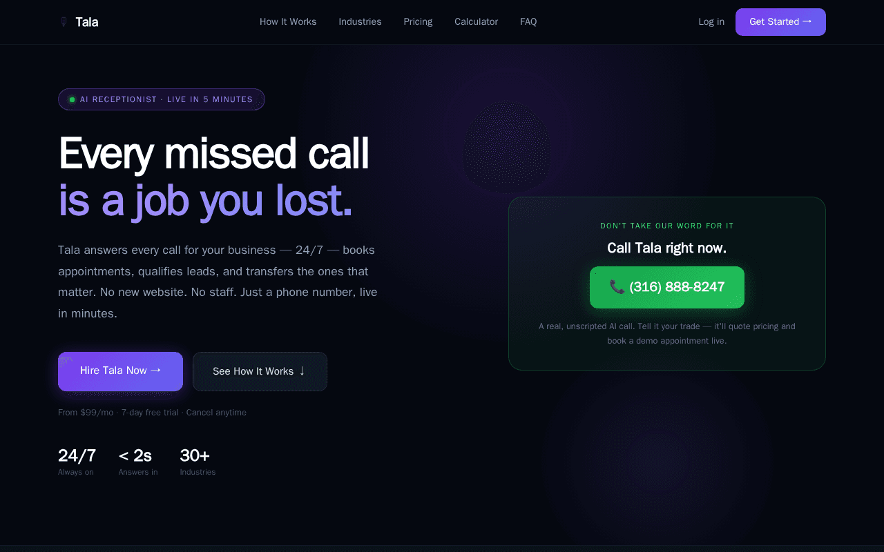 Screenshot of hiretala.ai