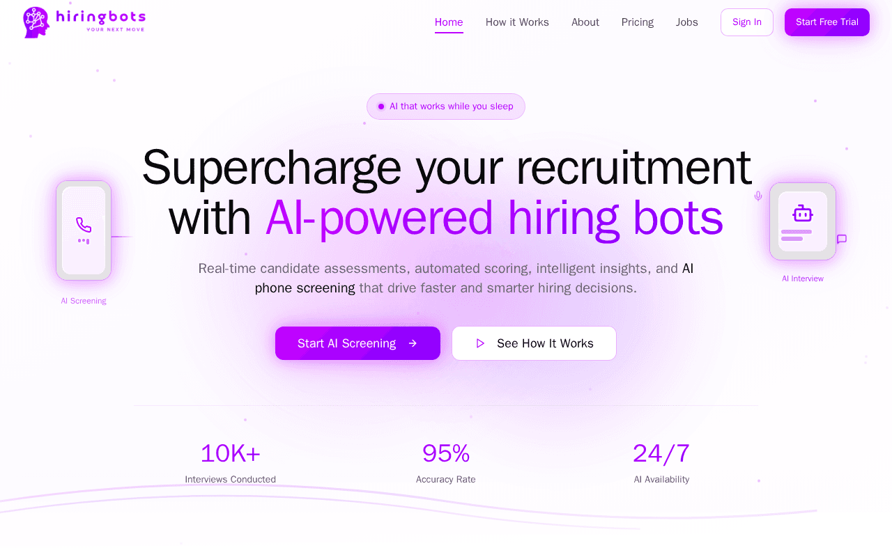 Screenshot of hiringbots.ai