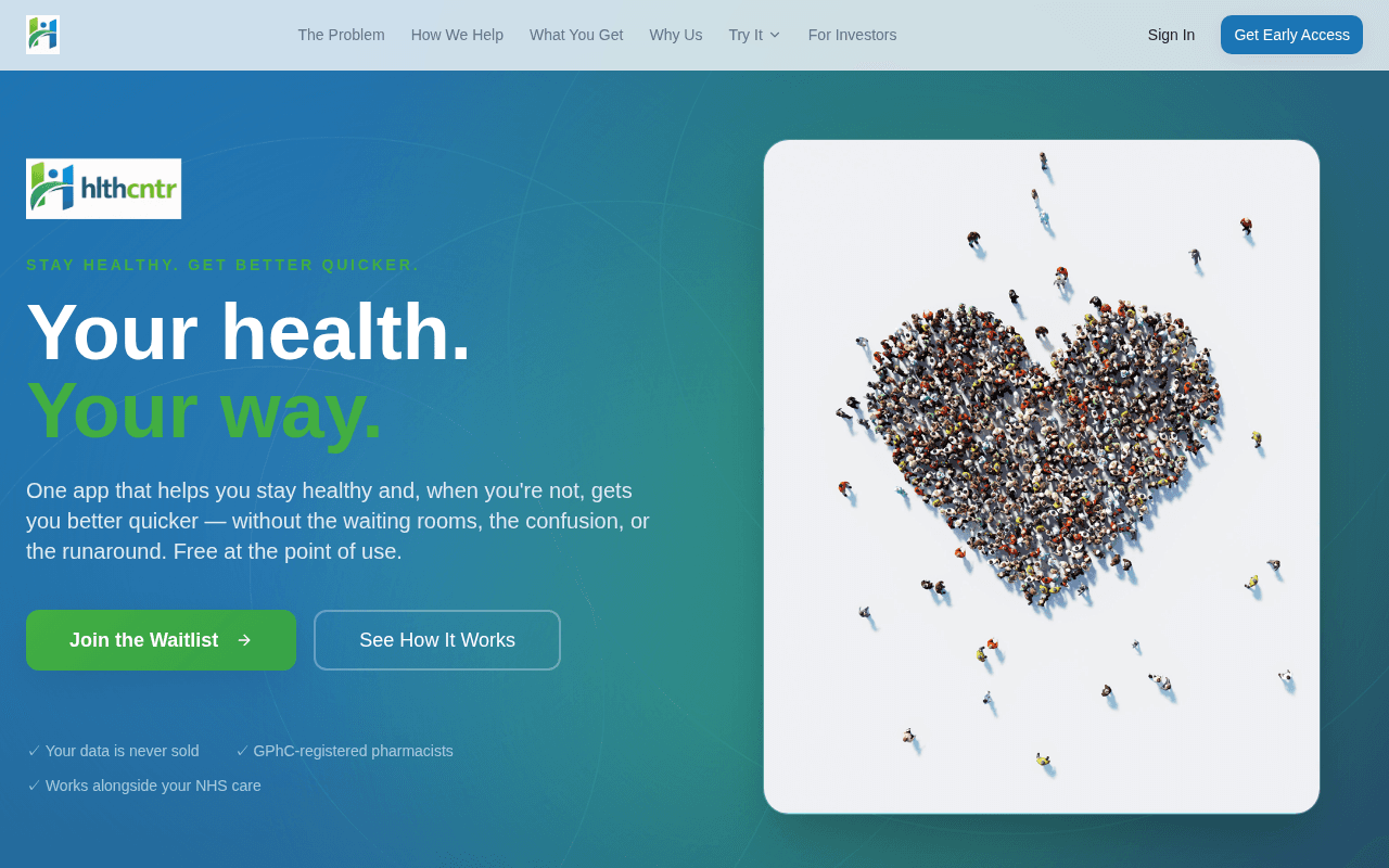 Screenshot of hlthcntr.ai