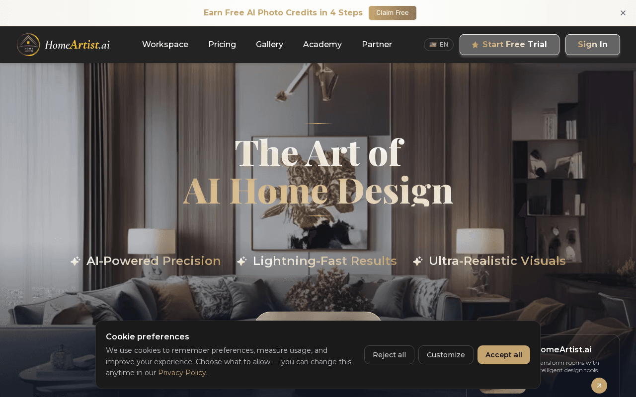 Screenshot of homeartist.ai