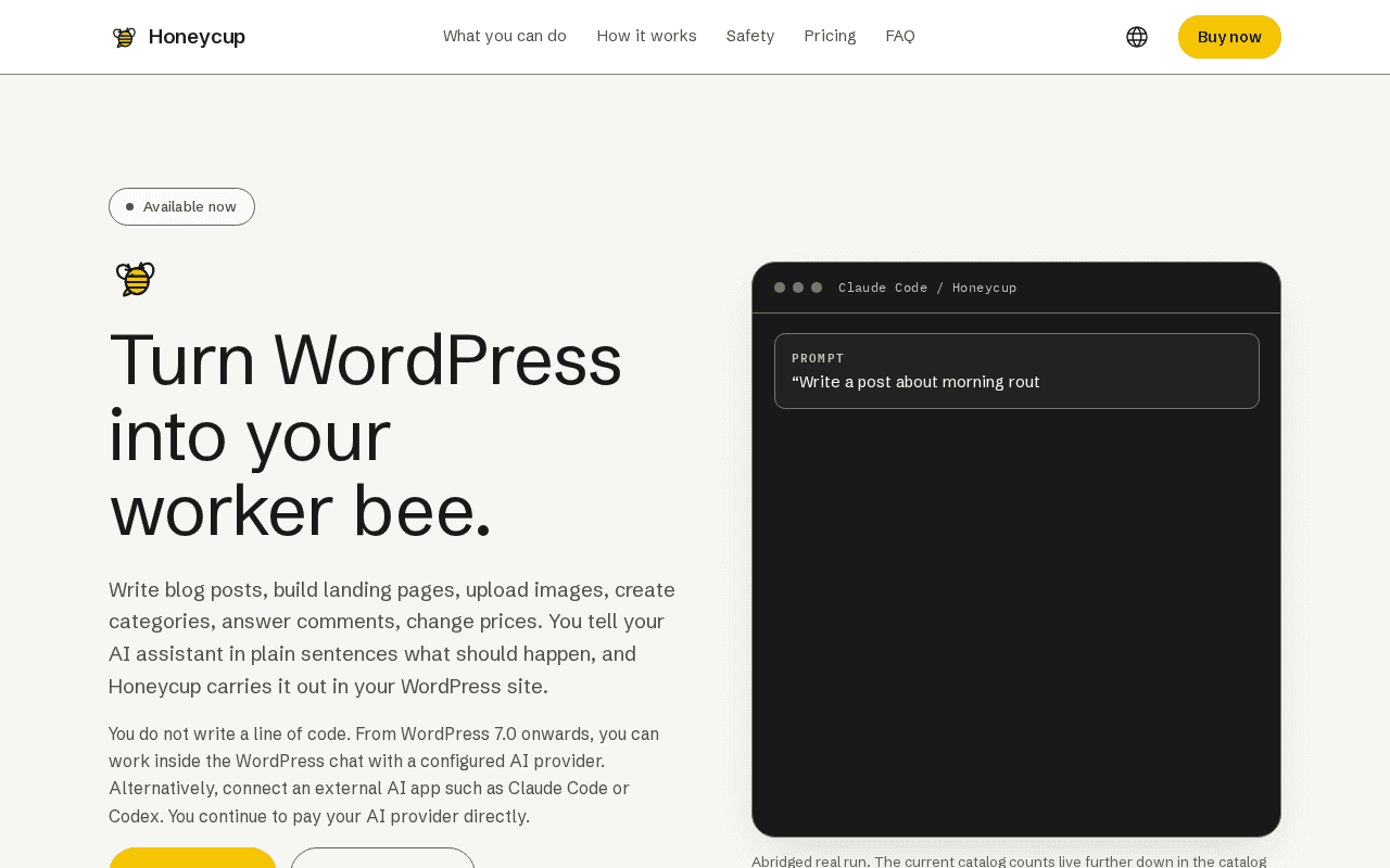 Screenshot of honeycup.ai