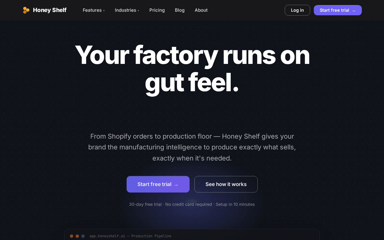 Screenshot of honeyshelf.ai