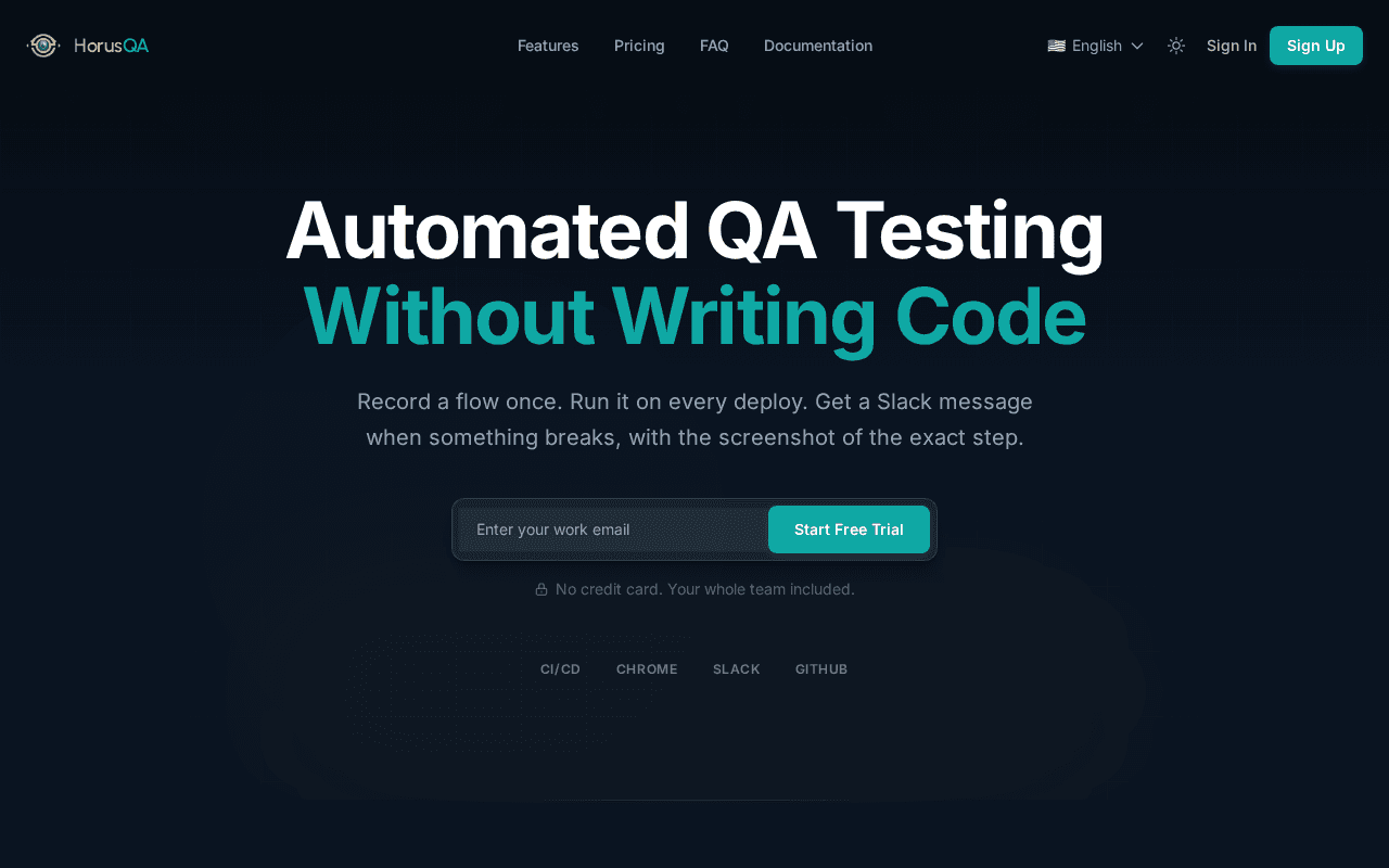 Screenshot of horusqa.ai