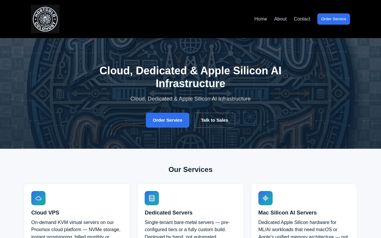 Screenshot of hostcolo.ai