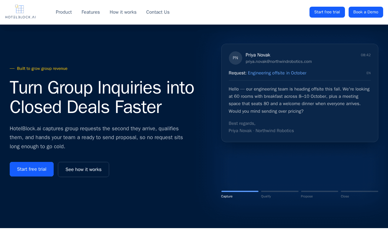 Screenshot of hotelblock.ai