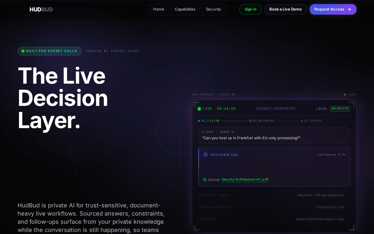 Screenshot of hudbud.ai