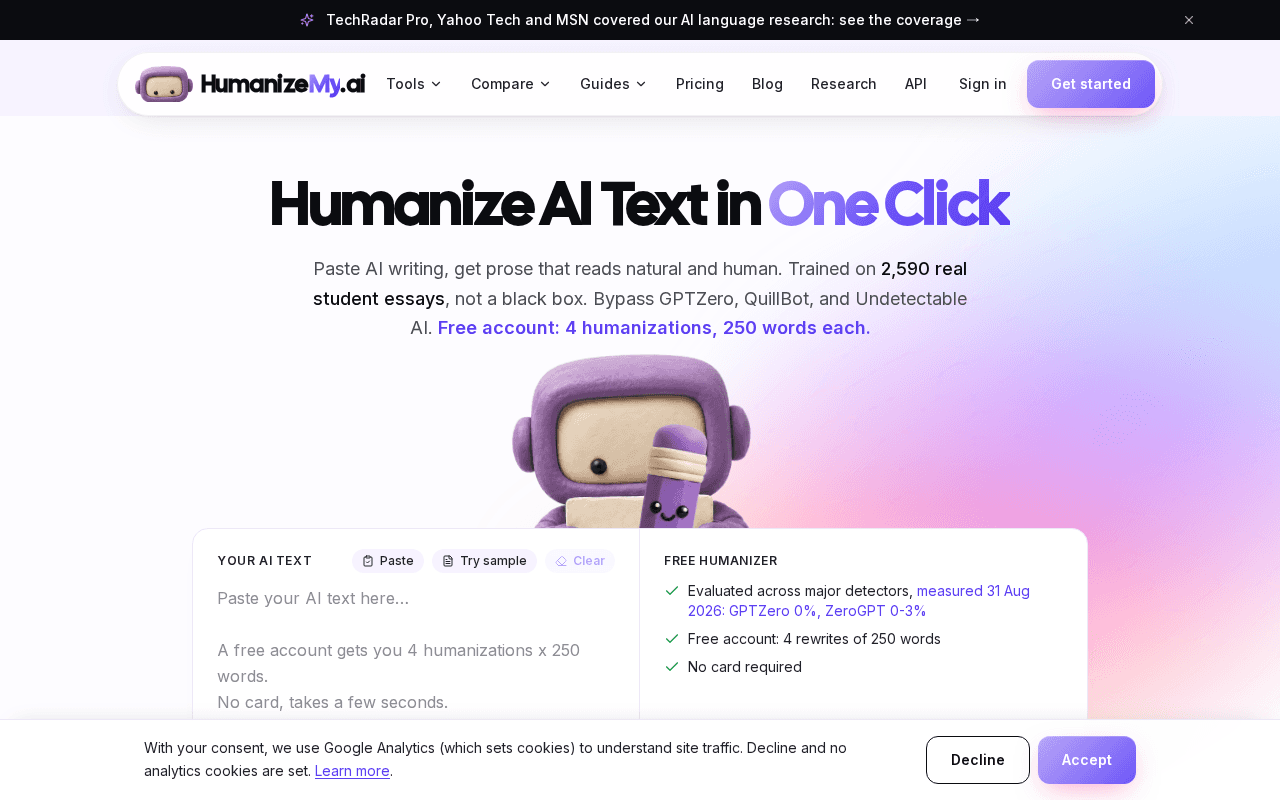 Screenshot of humanizemy.ai