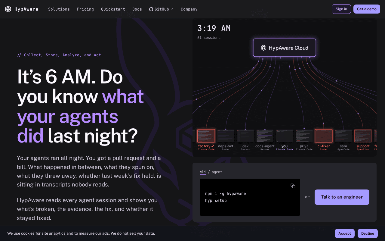 Screenshot of hypaware.ai