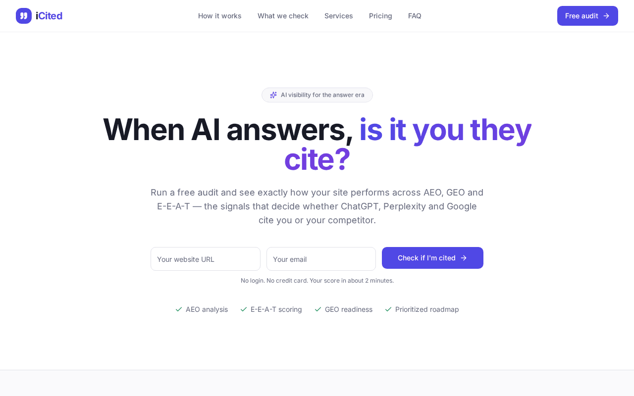 Screenshot of icited.ai
