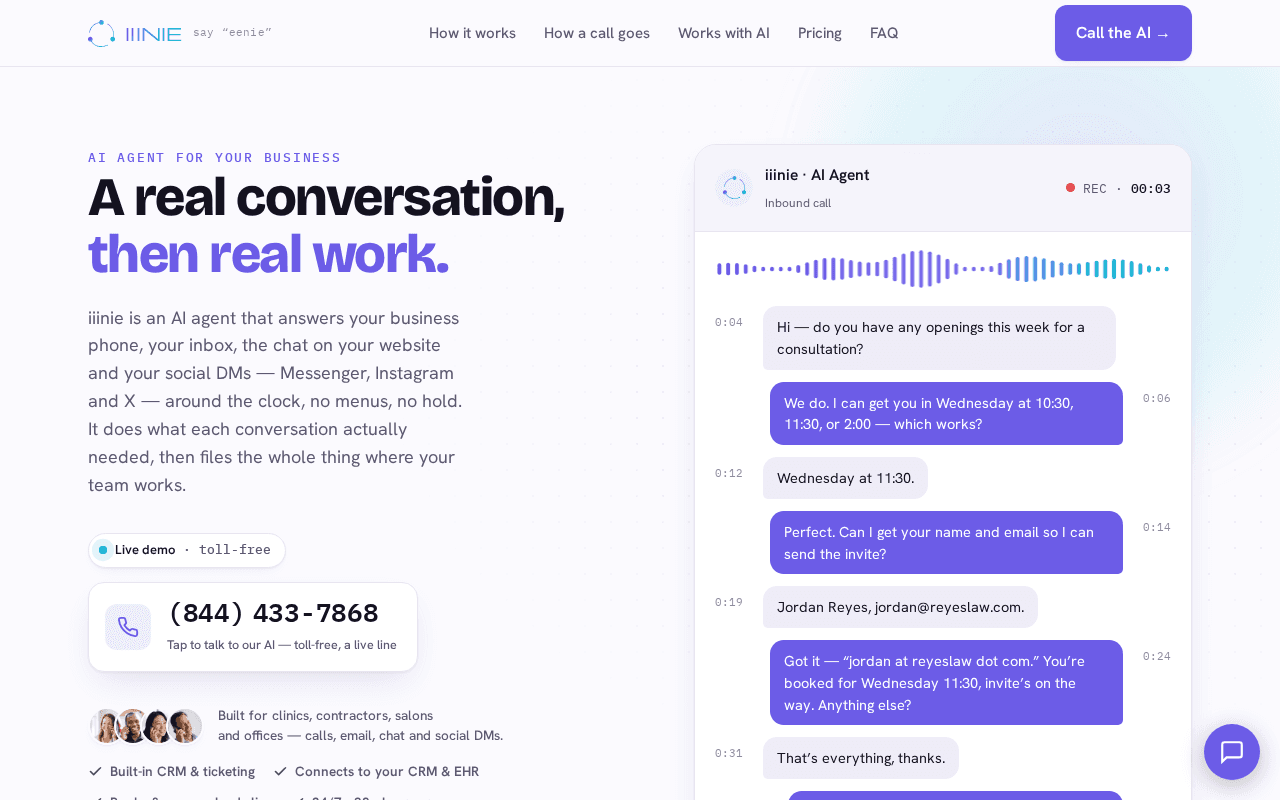 Screenshot of iiinie.ai