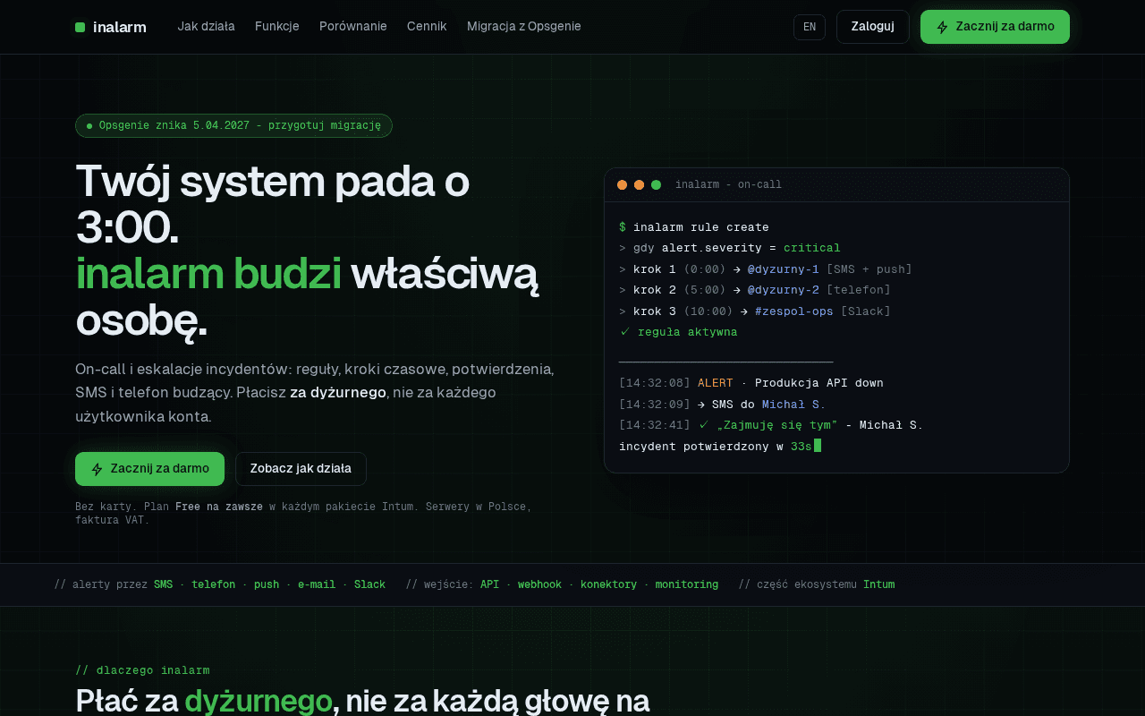 Screenshot of inalarm.ai