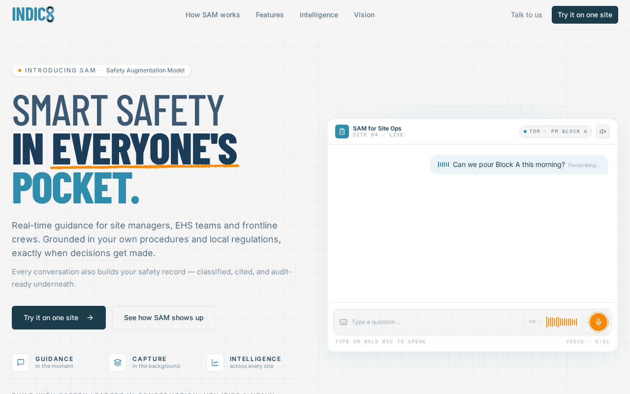 Screenshot of indic8.ai