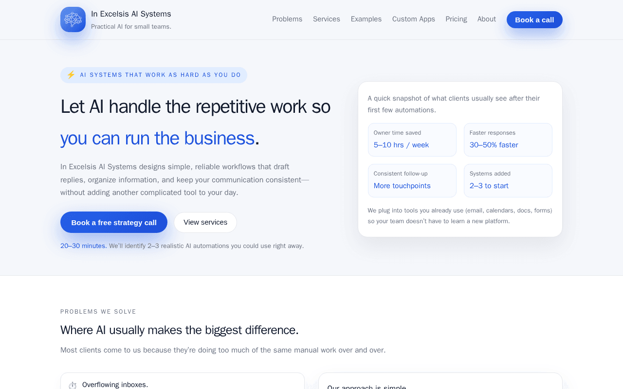 Screenshot of inexcelsis.ai