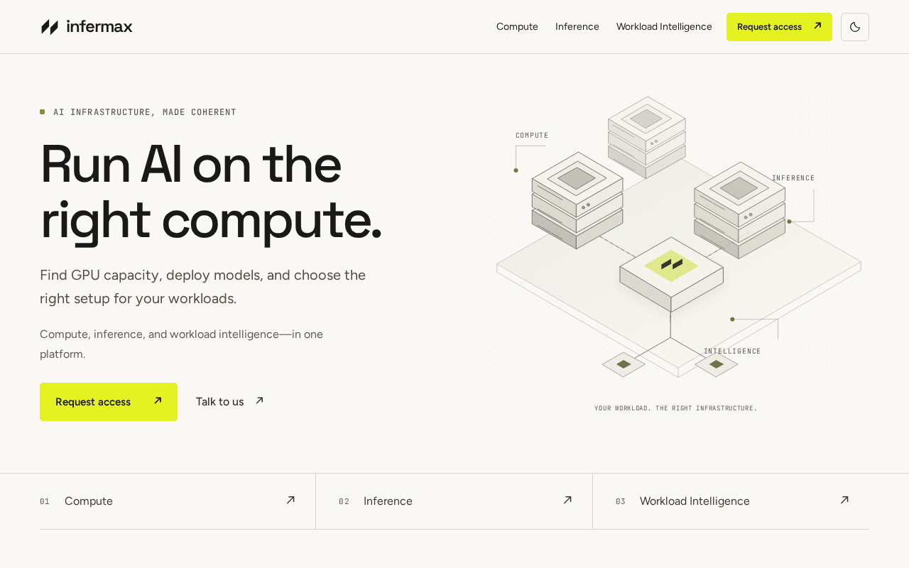 Screenshot of infermax.ai