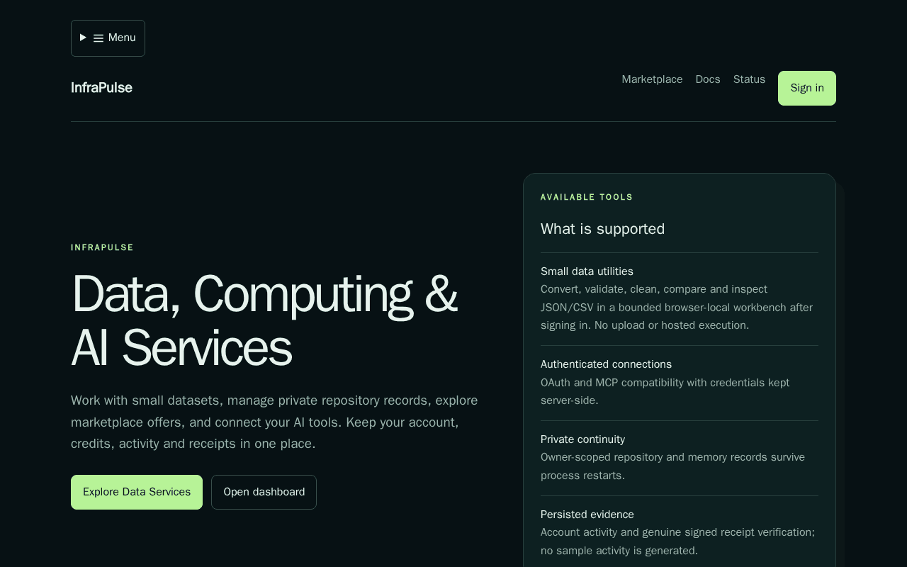 Screenshot of infrapulse.ai