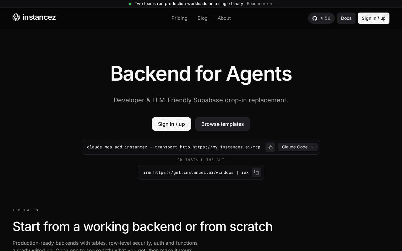 Screenshot of instancez.ai