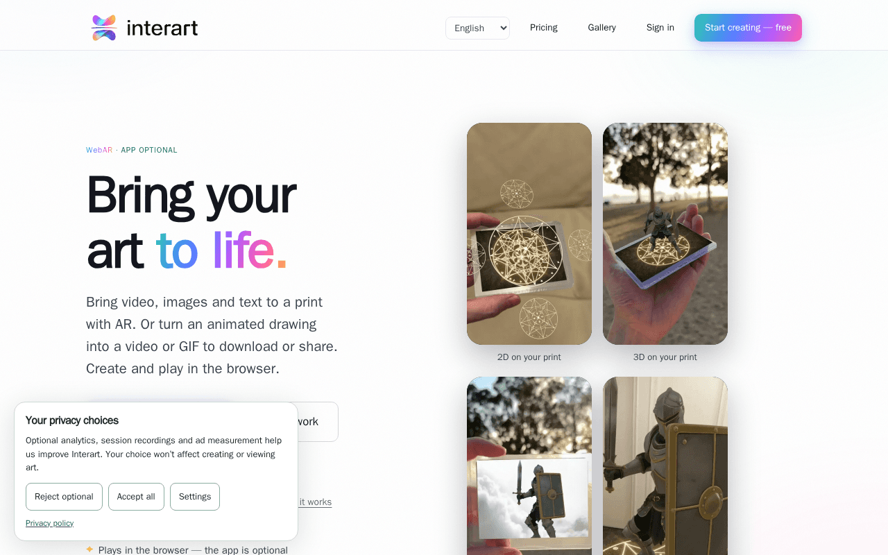 Screenshot of interart.ai