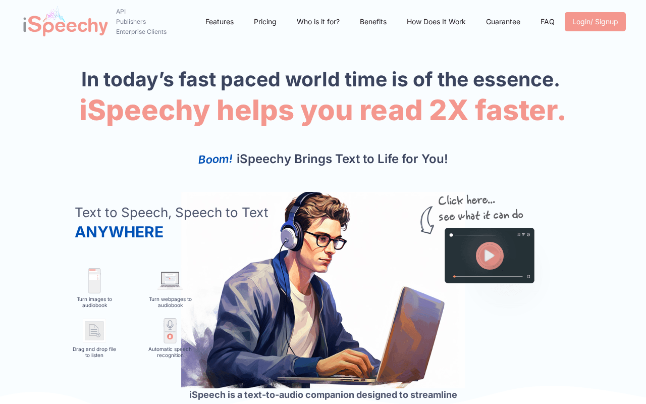 Screenshot of ispeechy.ai
